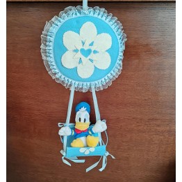 Fiocco nascita mongolfiera celeste con peluche